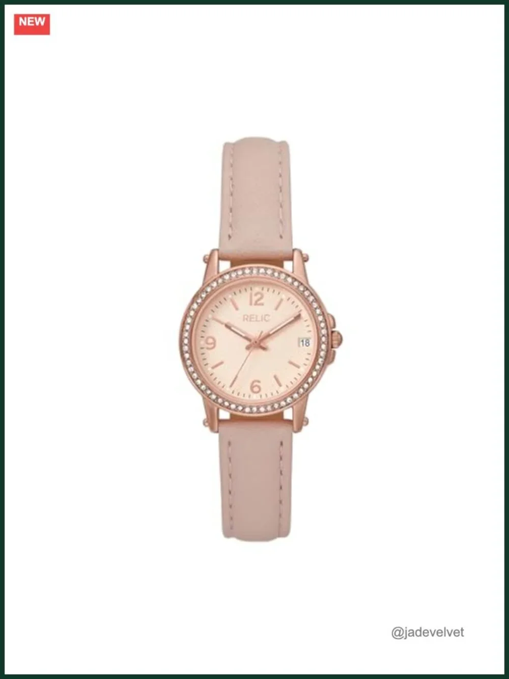 Relic Women's Quartz Watch Leather Band Rose Gold Dial 29mm Date Window 30m